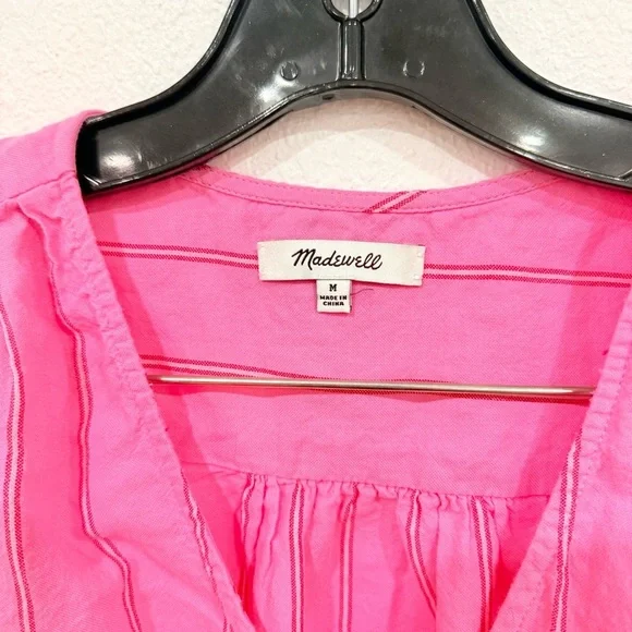 Madewell Wrap Top in Pink Cecilia Stripe Women’s Size Medium - Picture 3 of 4
